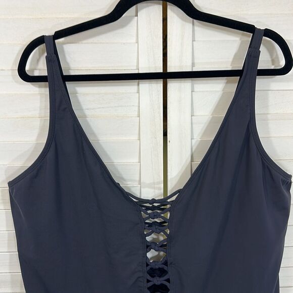 Bleu Swimdress Size 22W Rod Beattie Black Skirted - Picture 3 of 13